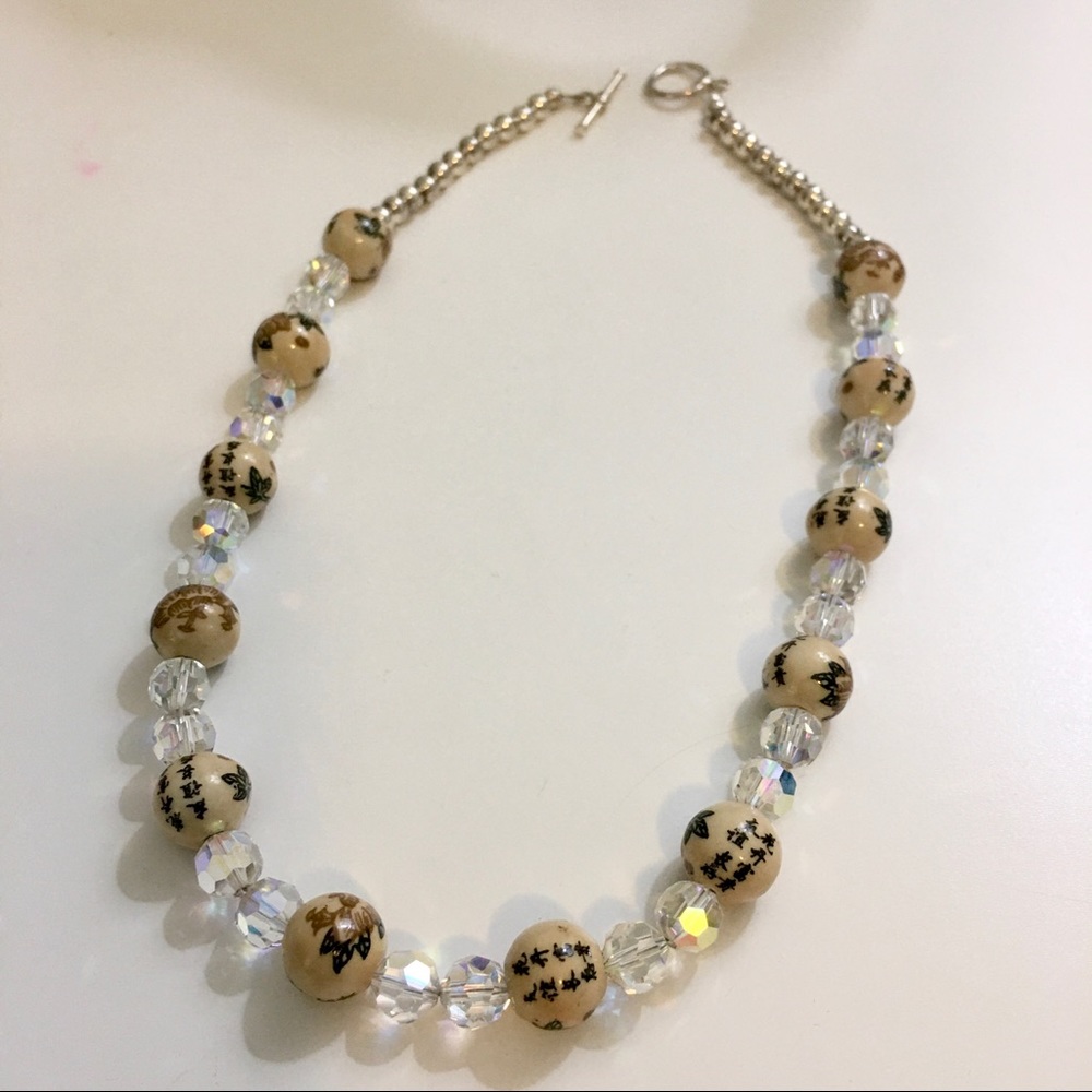 Swarovski Crystal Asian Beaded Sterling Necklace